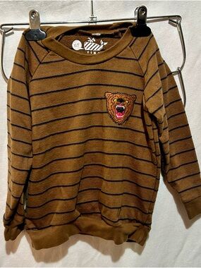 Tiny Whales Striped Bear Patch Sweatshirt Kids 6T Skater